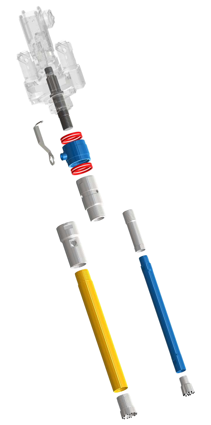 ÜBERLAGERUNGSBOHRSYSTEM DUPLEX D 88,9 – 219,12 - Sprengzeichnung