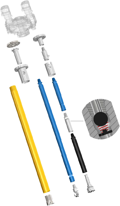 ÜBERLAGERUNGSBOHRSYSTEM DUPLEX D 88,9 – 323,9-Sprengzeichnung